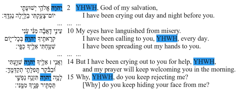 The four YHWH vocatives